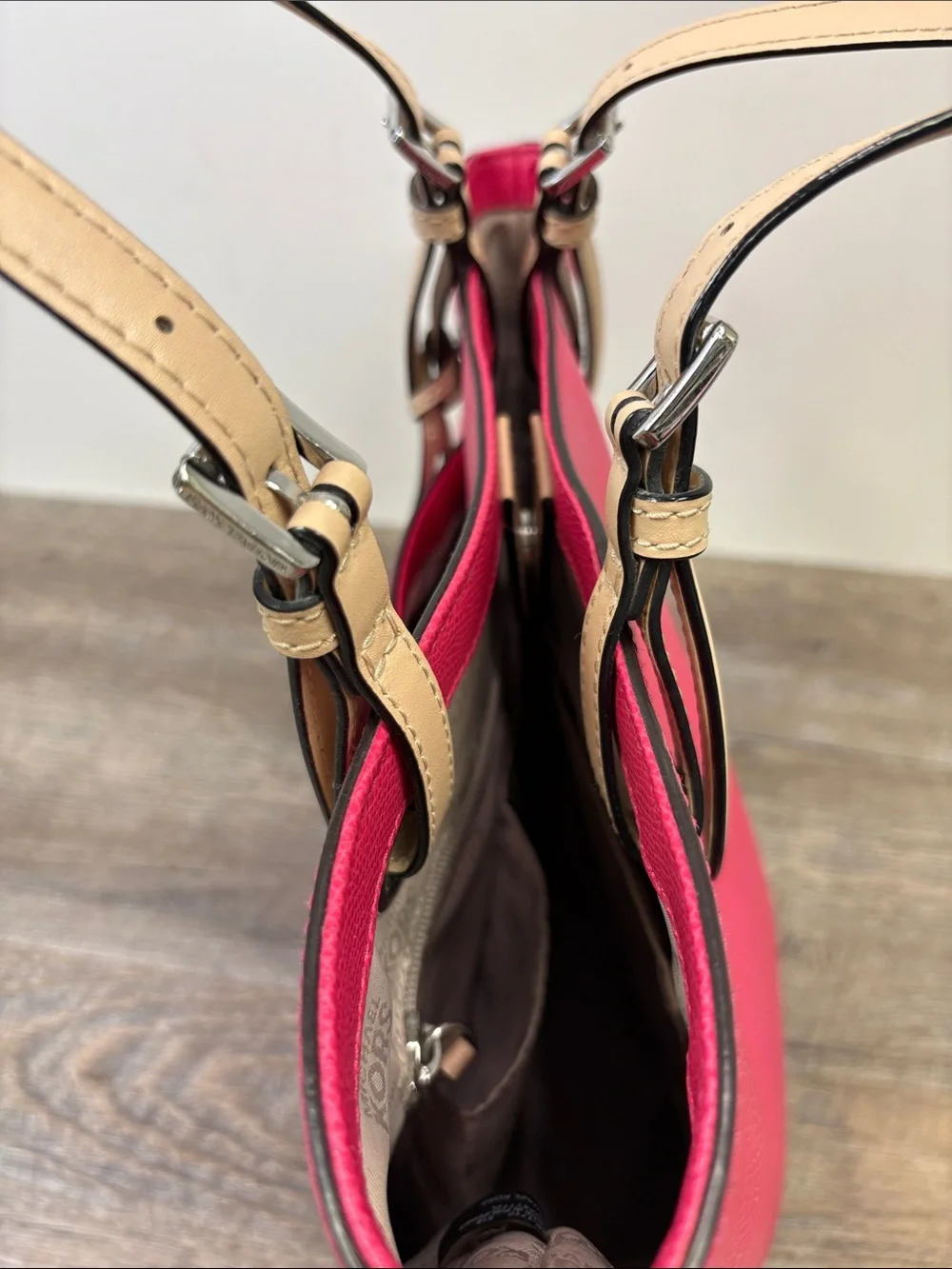 Michael Kors Jet Set Pink Saffiano Leather Tote Bag Shoulder Handbag